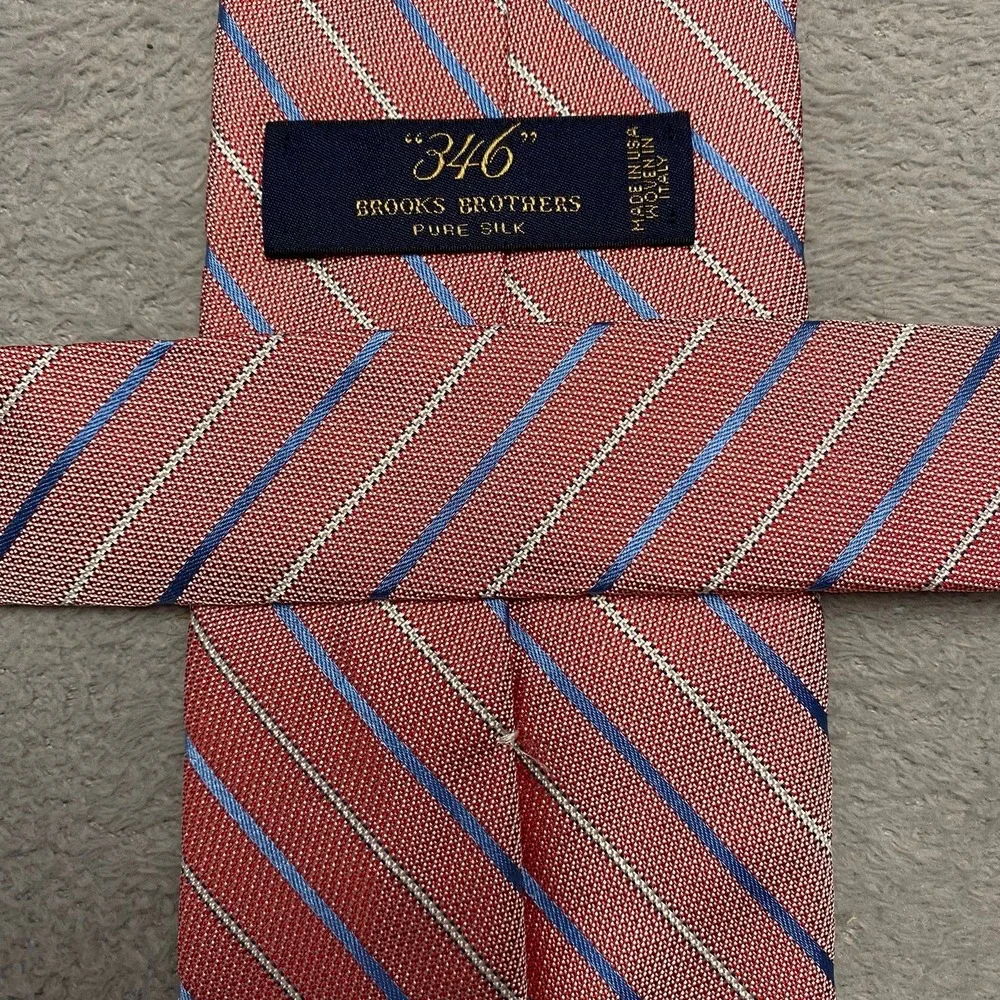 Brooks Brothers 346‎ Silk Neck Tie Red Blue Striped USA